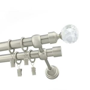 Karnisz Chrom mat podwójny 19+ 19mm Crystal