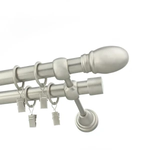 Karnisz Chrom mat podwójny 19+ 19mm Walec Pocisk