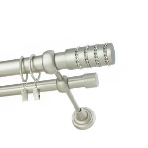Karnisz Chrom Mat podwójny 25+ 19mm Cekinowy Cylinder