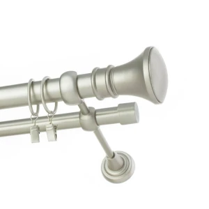 Karnisz Chrom Mat podwójny 25+ 19mm Gałka