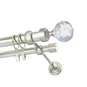 Karnisz Nikiel połysk podwójny 25+ 19mm Crystal
