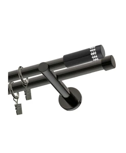 Karnisz czarny podwójny 19+ 19mm Walec Dios