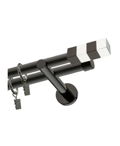 Karnisz czarny podwójny 19+ 19mm Walec Nordic