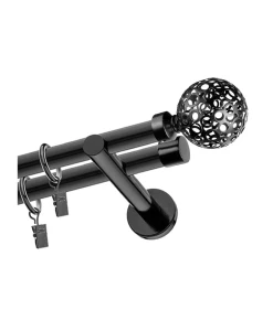 Karnisz czarny podwójny 19+ 19mm Ażur