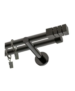 Karnisz czarny podwójny 19+ 19mm Kanciasty walec