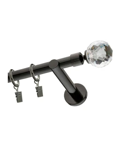 Karnisz czarny pojedynczy 19mm Crystal