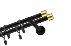 Karnisz czarny matowy podwójny 19+ 19mm Złota Luna