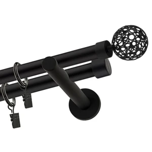 Karnisz czarny matowy podwójny 19+ 19mm Ażur