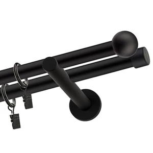 Karnisz czarny matowy podwójny 19+ 19mm Kulka
