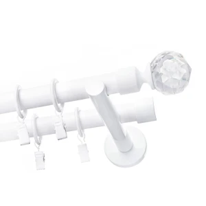 Karnisz biały podwójny 19+ 19mm Crystal