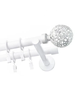 Karnisz biały podwójny 19+ 19mm Ażur