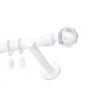 Karnisz biały pojedynczy 19mm Crystal
