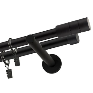 Karnisz czarny matowy podwójny 25+ 19mm Walec