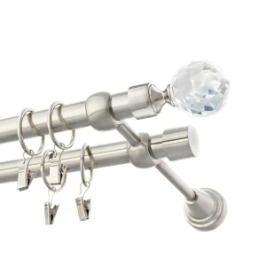 Karnisz Nikiel połysk podwójny 19+ 19mm Crystal