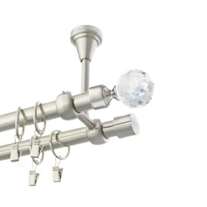 Karnisz Nikiel połysk podwójny  sufitowy 19+ 19mm Crystal